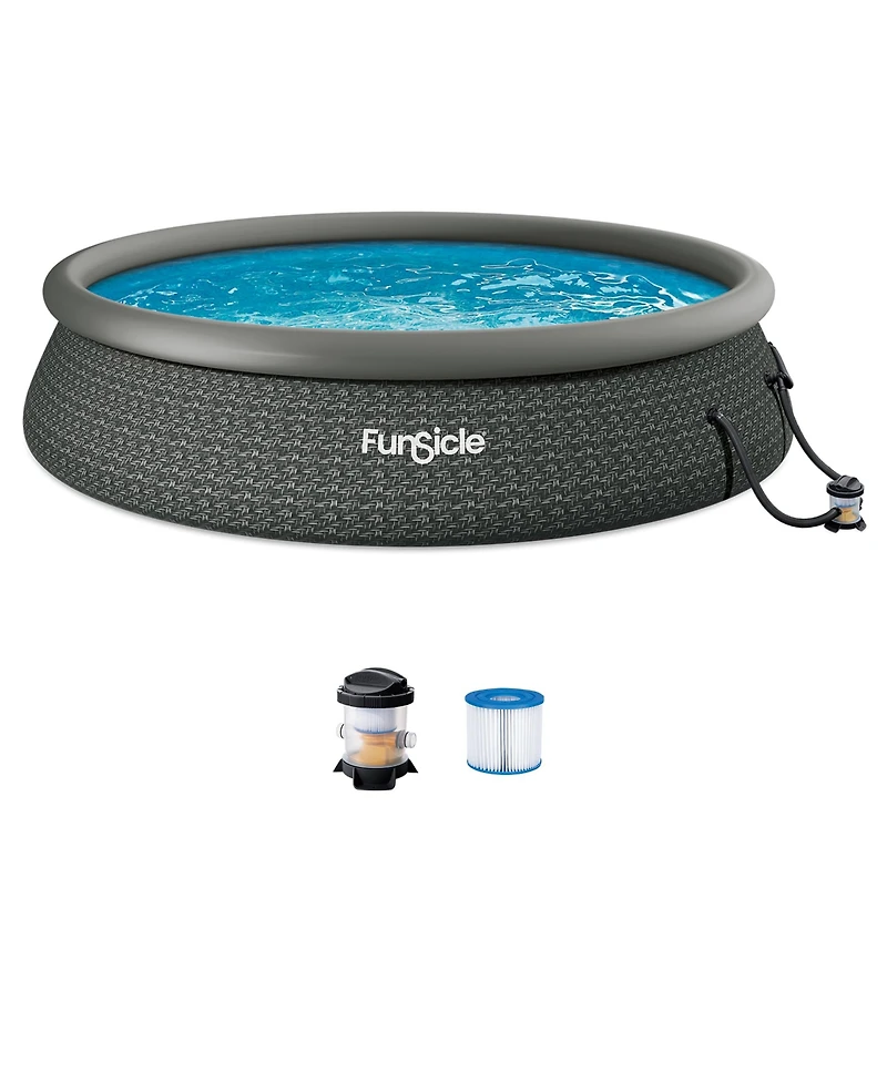 Funsicle QuickSet Inflatable Ring Top Outdoor Above Ground Pool with Pump