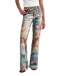 Desigual Women's Printed Flare Jeans