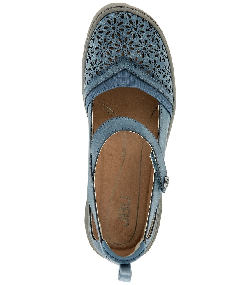 Jbu Women's Rya-Wide Mary Jane Round Toe Flats