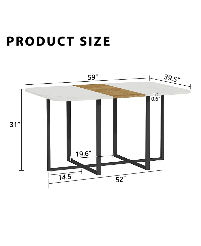 Flynama Modern Dining Table for 4-6 with Faux Marble Top and Accent