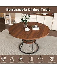 flynama Expandable Round Dining Table with Storage Shelf
