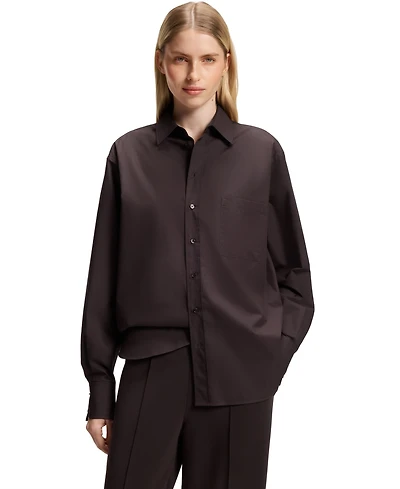 Boss by Hugo Women's Oversized-Fit Point Collar Blouse