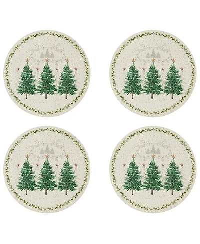 Avanti Trees Woven Braided Round Placemats, Set of 4