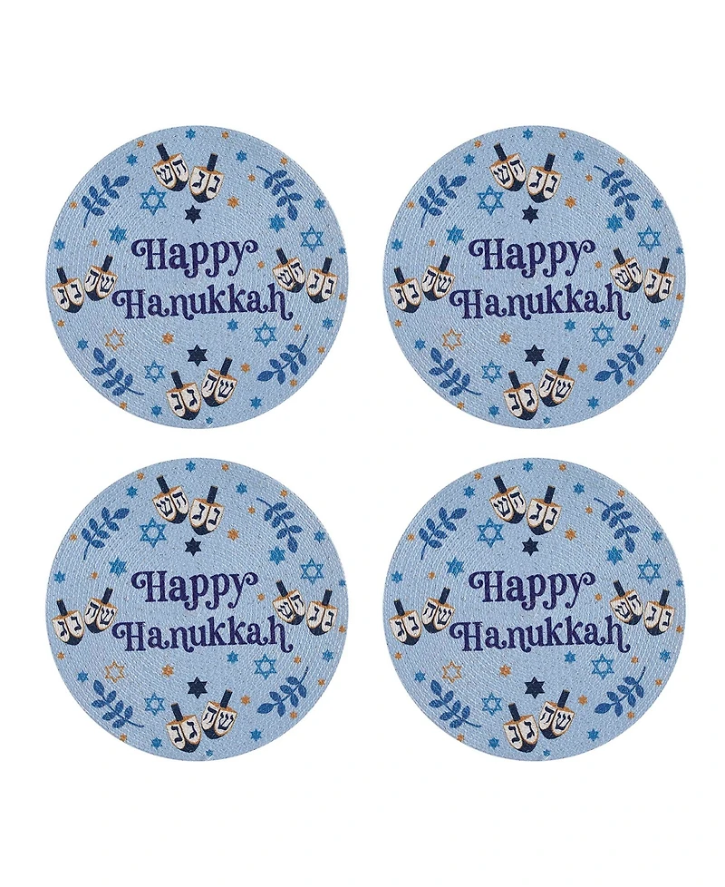 Avanti Happy Hanukkah Woven Braided Round Placemats, Set of 4