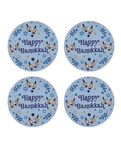 Avanti Happy Hanukkah Woven Braided Round Placemats, Set of 4