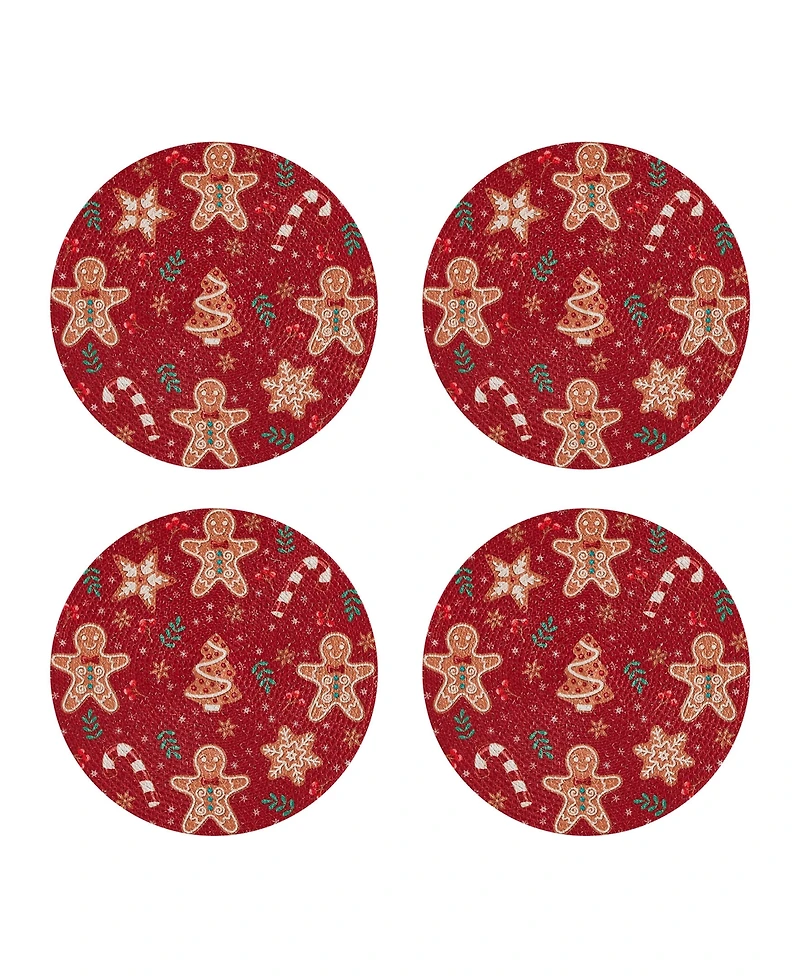 Avanti Holiday Treats Woven Braided Round Placemats, Set of 4