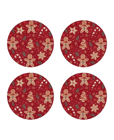 Avanti Holiday Treats Woven Braided Round Placemats, Set of 4