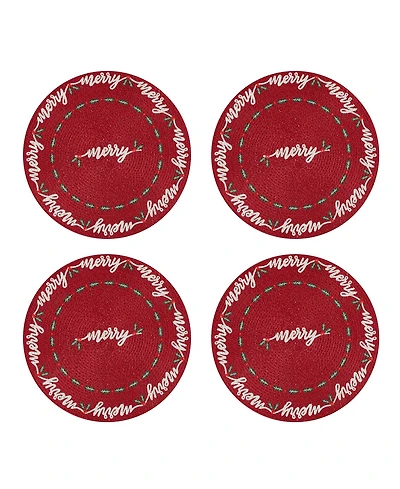 Avanti Merry Holly Woven Braided Round Placemats, Set of 4
