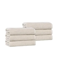 Superior Destin Viscose Blend Absorbent Quick Dry Solid Ribbed Design 6-Piece Hand Towel Set