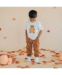 Sweet Wink Little Boys Pumpkin Teddy Bear Patch Short Sleeve T-Shirt