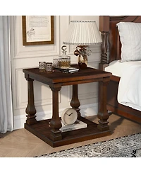 Streamdale Furniture 24.8" Farmhouse Wood End Table with Storage Shelf