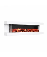 Mondawe 60" 3-Sided Electric Fireplace Insert with 12 Flame Colors, 750W/1500W Heater, Remote Control and Led Side Lighting