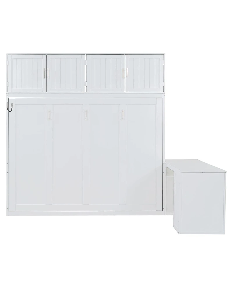Streamdale Furniture Queen Murphy Bed with Desk, Storage Shelves and Cabinets