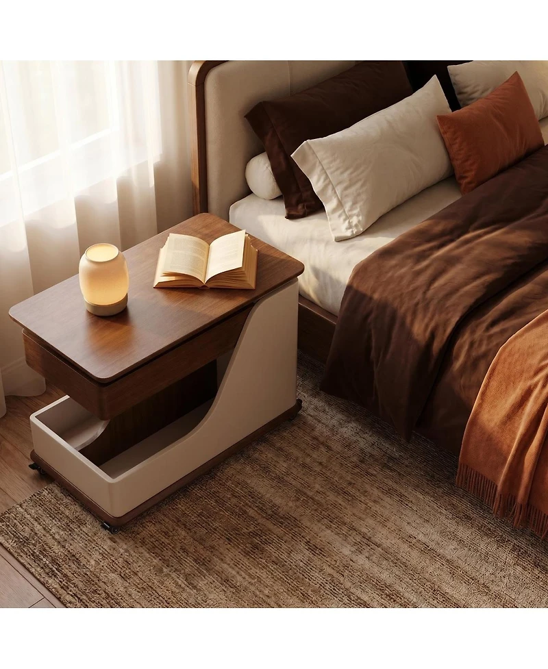 Streamdale Furniture Adjustable Height Portable Side Table with Storage