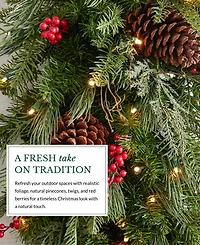 Balsam Hill 28" Outdoor Berry Pine Pre-Lit Wreath