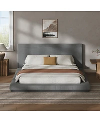 Streamdale Furniture Queen Floating Modern Bed Frame with Padded Headboard and Metal Slats