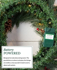 Balsam Hill 34" Outdoor Berry Pine Pre-Lit Wreath