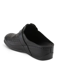 Spring Step Lilybean Leather Perforated Clogs with Floral Applique and Open Back