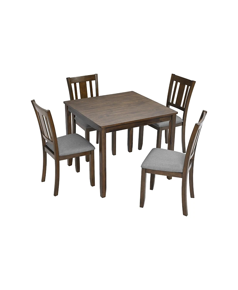 Flynama Modern Square Wood Dining Table with Solid Wood Legs and Walnut Finish