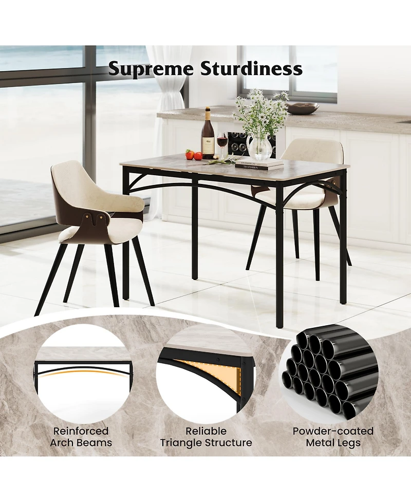 Gymax 43'' Modern Dining Table for 4 with Large Faux Marble Tabletop Adjustable Foot Pads