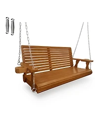Mega Casa 2-Seater 4.5 Ft Large Wooden Porch Swing for Outdoor Patio Garden
