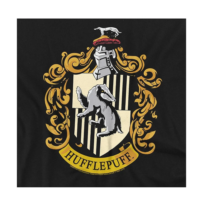 Harry Potter Men's Hufflepuff Crest Graphic Long-Sleeve Crewneck Sweatshirt