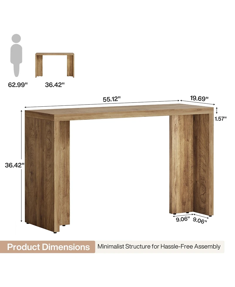 Tribesigns 55.12 Inch Faux Marble Finished Modern Home Bar Table