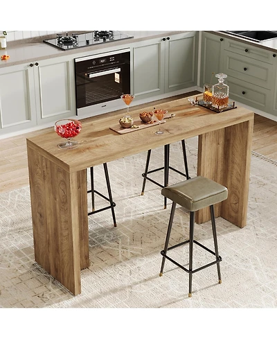 Tribesigns 55.12 Inch Faux Marble Finished Modern Home Bar Table