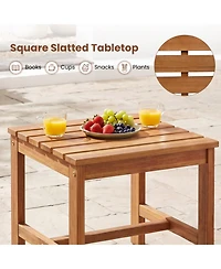 Gymax Patio Acacia Wood Accent Side Table17'' Square End Table with Slatted Tabletop
