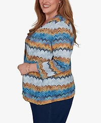 Alfred Dunner Plus 3/4-Length Sleeve Scoop Neck Two-Piece Look Knit Top