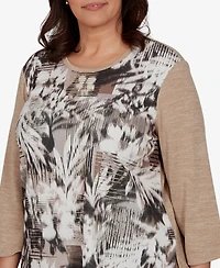 Alfred Dunner Plus Floral-Print 3/4-Sleeve T-Shirt