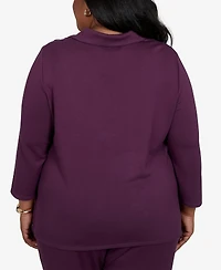 Alfred Dunner Plus 3/4-Sleeve Quarter-Zip Tunic Top