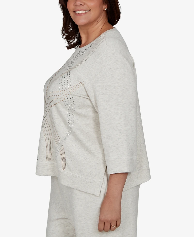 Alfred Dunner Plus 3/4-Sleeve Crewneck Knit Top