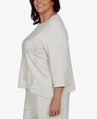 Alfred Dunner Plus 3/4-Sleeve Crewneck Knit Top