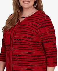 Alfred Dunner Plus Keyhole Neck Print 3/4-Sleeve Blouse