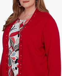 Alfred Dunner Plus Shawl Collar 3/4-Sleeve Cardigan Sweater
