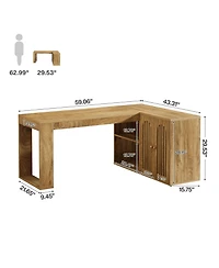 Tribesigns L Shaped Executive Desk with Storage Cabinet, Corner Desk