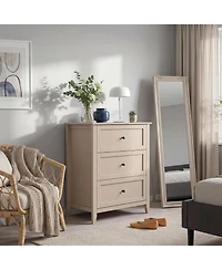 Gaomon 27.5" Khaki 3-Drawer Dresser with Lacquered Finish and Gold Knobs, Modern Nightstand