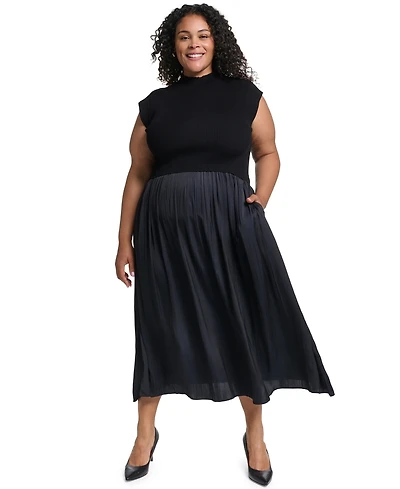 Vince Camuto Plus Velvet Mock-Neck Sleeveless Dress
