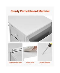 Sugift 47 Inch Reversible Study Desk with Four Fabric Drawers and Metal Frame