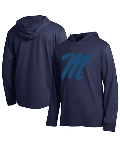 Champion Men's Navy Ole Miss Rebels Tonal All-Star Long Sleeve Hooded T-Shirt