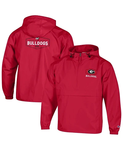 Champion Men's Red Georgia Bulldogs Delay Packable Half-Zip Jacket