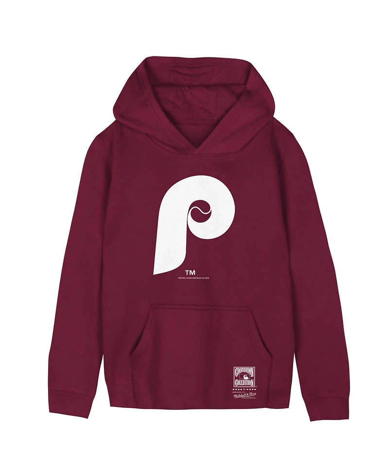 Mitchell & Ness Big Boys and Girls Burgundy Philadelphia Phillies Retro Logo Hoodie