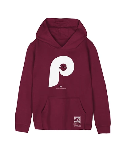 Mitchell & Ness Big Boys and Girls Burgundy Philadelphia Phillies Retro Logo Hoodie