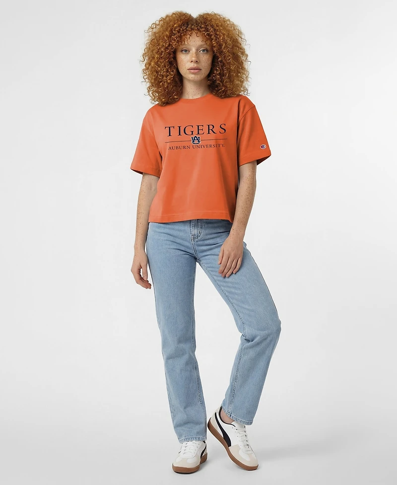 Champion Women's Auburn Tigers Relaxed-Fit Cropped Wordmark T-Shirt