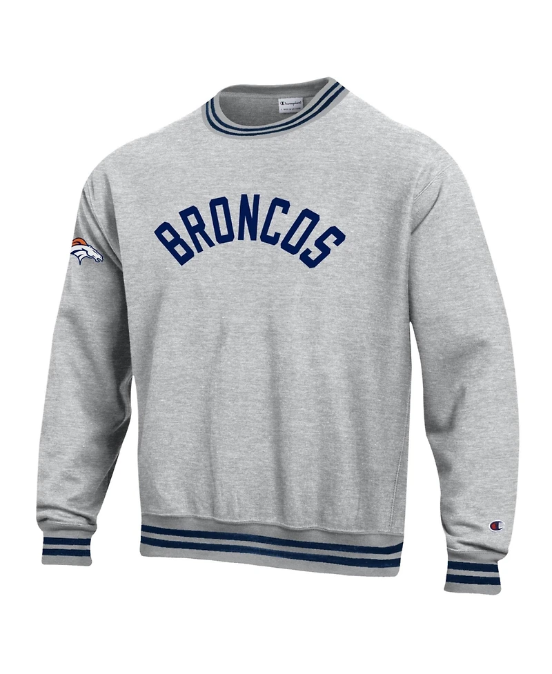 Champion Men's Gray/Navy Denver Broncos Reverse Weave Yarn Dye Sweatshirt