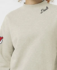 Champion Women's New Jersey Devils Collar Script Triumph Fleece Pullover Crewneck Sweatshirt