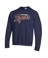 Champion Men's Navy Detroit Tigers Powerblend Wordmark Sweatshirt