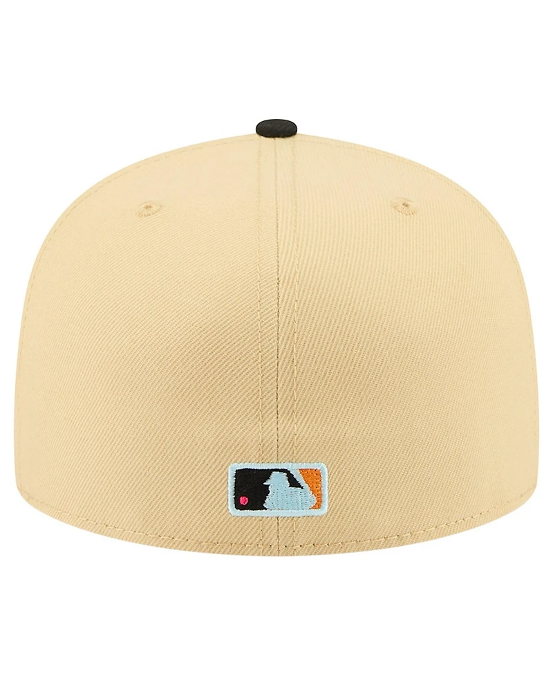 New Era Men's Light Beige Los Angeles Angels Two-Tone Embroidered Visor 59FIFTY Fitted Hat