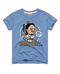 Homage Big Boys and Girls Bobby Witt Jr. Light Blue Kansas City Royals Caricature Tri-Blend T-Shirt